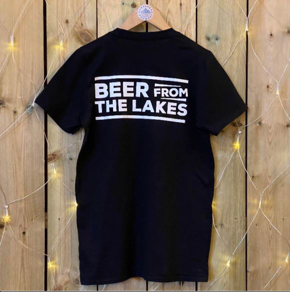 Hawkshead Brewery Black T-Shirt with White Logo 'Beer From The Lakes'