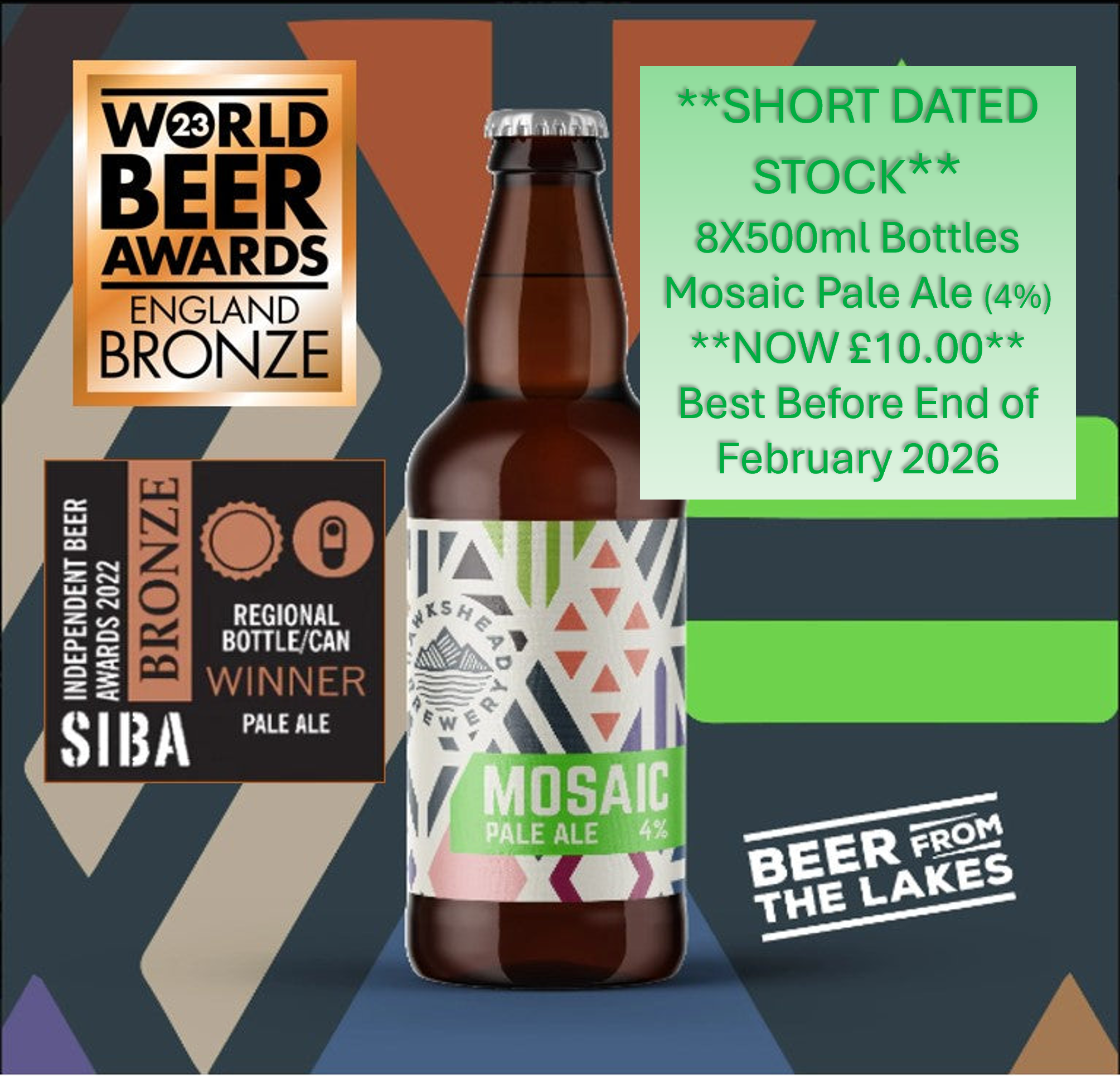 *SALE - SHORT DATED STOCK* - Hawkshead Mosaic Pale Ale 8x500ml Bottle Case
