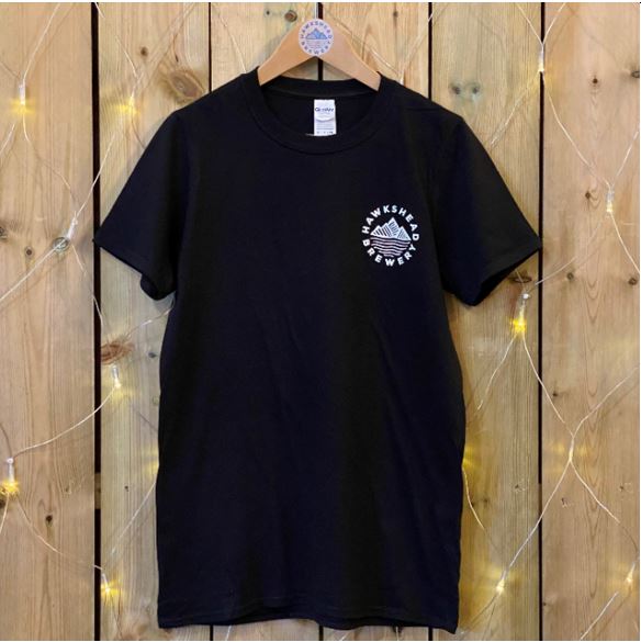 Hawkshead Brewery Black T-Shirt with White Logo 'Beer From The Lakes'